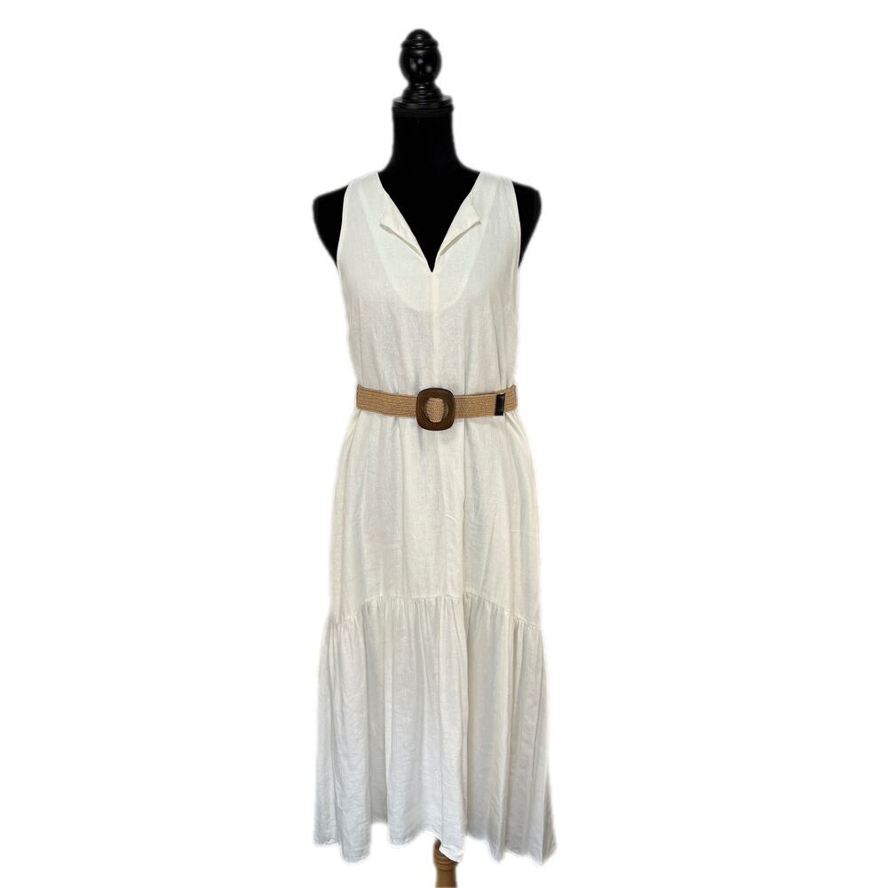 Adyson Parker White Linen Blend Dress - Women's Size M